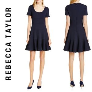 NWT REBECCA TAYLOR‎ TEXTURED SCALLOP DETAIL FIT AND FLARE DRESS SIZE 10. …